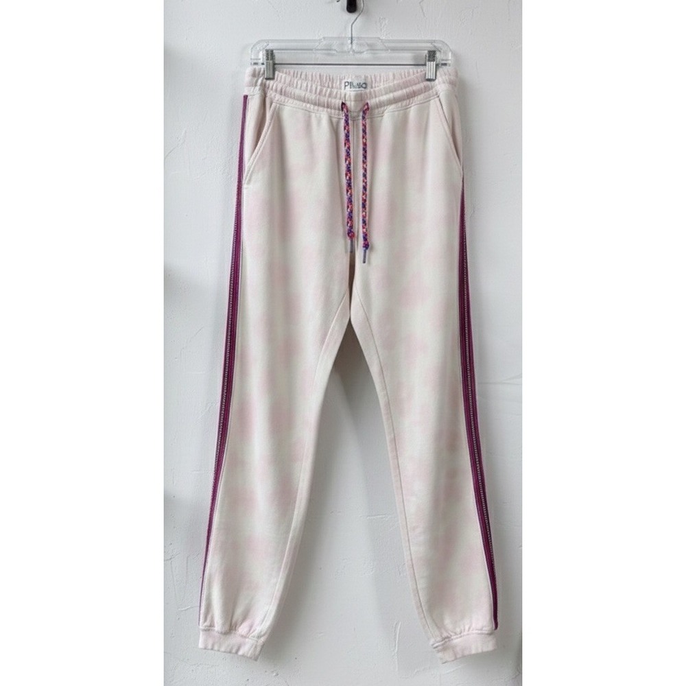 Pitusa Pink Tie Dye Joggers Inca Trim Sweatpants Boho Coastal Peruvian Cotton L